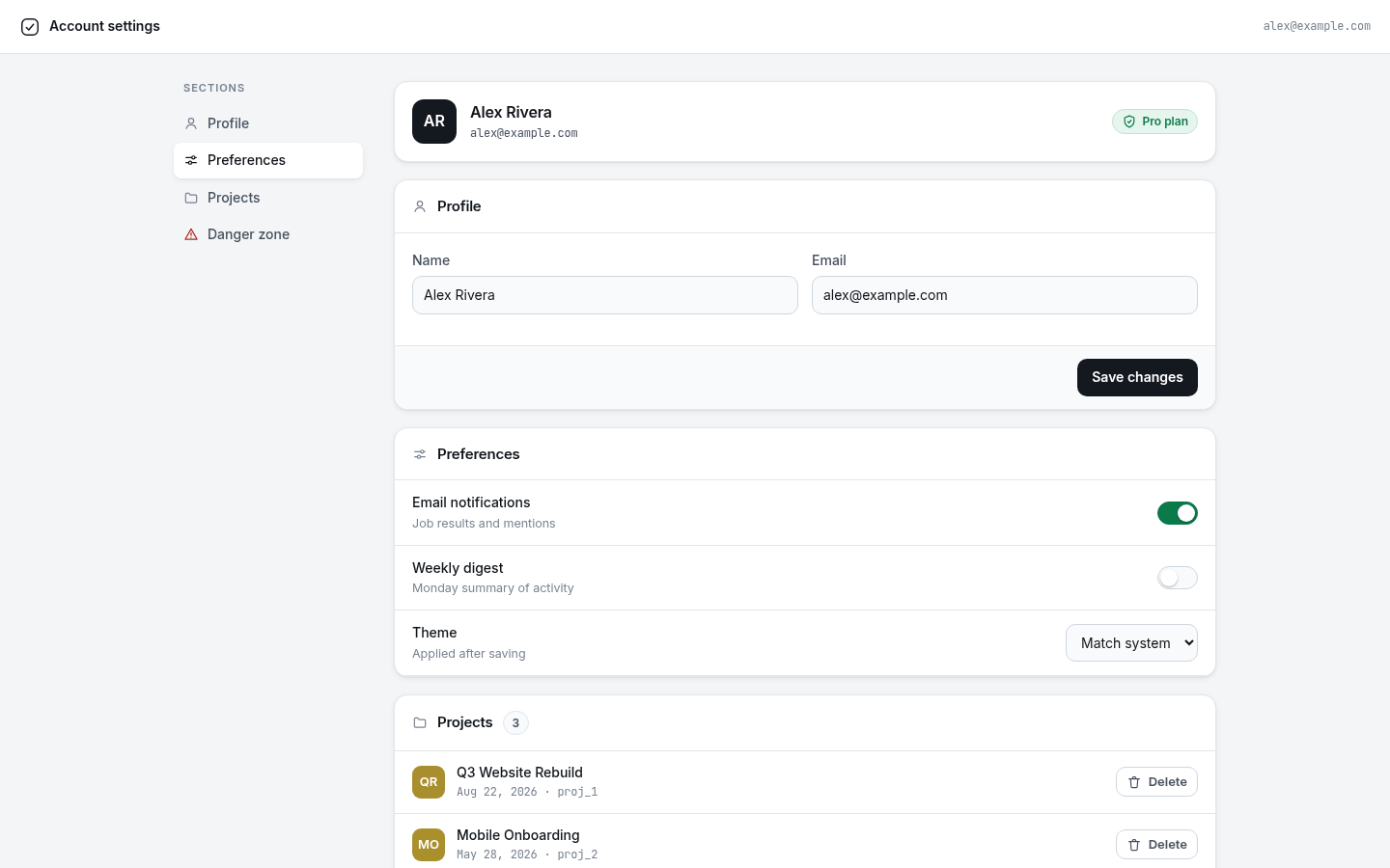 opus-5 settings page